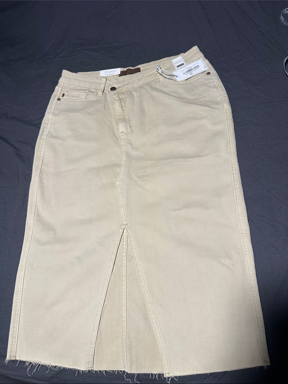 Judy Blue Beige Women’s Denim Midi Skirt - Neutral Beige